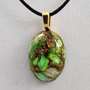 Green and Gold Sea Sediment Jasper necklace